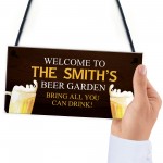 Funny Beer Garden Sign Personalised For Man Cave Bar Pub Alcohol