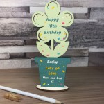 Personalised Happy Birthday Gift Wooden Flower Daughter Son