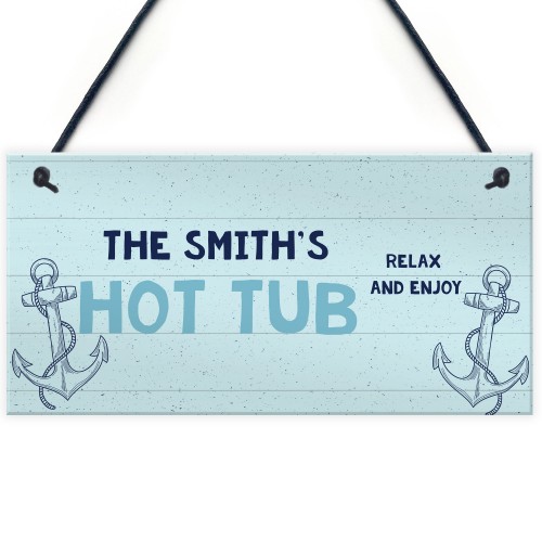 PERSONALISED Nautical Theme Hot Tub Sign For Garden Shed