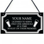 Funny RUDE Home Bar Sign Personalised Bar Man Cave Pub Alcohol
