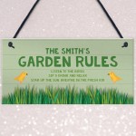 PERSONALISED Garden Rules Sign For Garden Shed Summerhouse