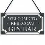 Personalised Shabby Chic Gin Bar Plaque Home Bar Man Cave Sign