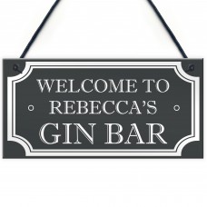 Personalised Shabby Chic Gin Bar Plaque Home Bar Man Cave Sign