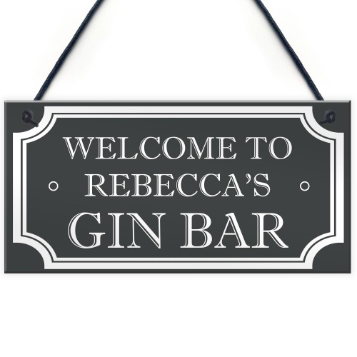 Personalised Shabby Chic Gin Bar Plaque Home Bar Man Cave Sign