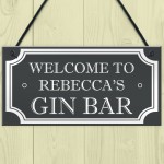 Personalised Shabby Chic Gin Bar Plaque Home Bar Man Cave Sign