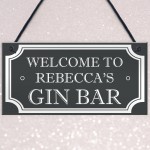 Personalised Shabby Chic Gin Bar Plaque Home Bar Man Cave Sign