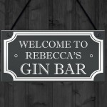 Personalised Shabby Chic Gin Bar Plaque Home Bar Man Cave Sign