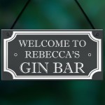 Personalised Shabby Chic Gin Bar Plaque Home Bar Man Cave Sign