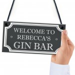 Personalised Shabby Chic Gin Bar Plaque Home Bar Man Cave Sign