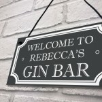 Personalised Shabby Chic Gin Bar Plaque Home Bar Man Cave Sign