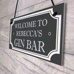 Personalised Shabby Chic Gin Bar Plaque Home Bar Man Cave Sign