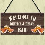 Bar Sign Personalised Wood Effect Man Cave Shed Garden Plaque