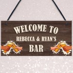 Bar Sign Personalised Wood Effect Man Cave Shed Garden Plaque