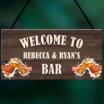 Bar Sign Personalised Wood Effect Man Cave Shed Garden Plaque