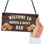 Bar Sign Personalised Wood Effect Man Cave Shed Garden Plaque