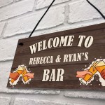 Bar Sign Personalised Wood Effect Man Cave Shed Garden Plaque