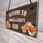 Bar Sign Personalised Wood Effect Man Cave Shed Garden Plaque