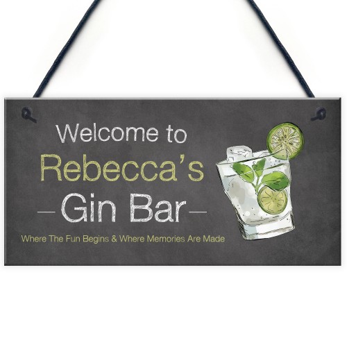 PERSONALISED Gin Bar Sign Shabby Chic Home Bar Gin Lover Gift