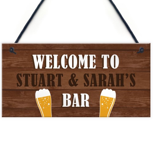 PERSONALISED Wooden Effect Bar Sign Hanging Man Cave Plaque