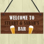 PERSONALISED Wooden Effect Bar Sign Hanging Man Cave Plaque