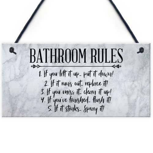 Bathroom Rules Sign Marble Theme Home Decor Home Gift