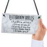 Bathroom Rules Sign Marble Theme Home Decor Home Gift