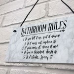 Bathroom Rules Sign Marble Theme Home Decor Home Gift