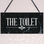 Marble Theme Hanging Bathroom Toilet Loo Sign Home Decor