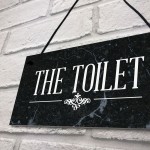 Marble Theme Hanging Bathroom Toilet Loo Sign Home Decor