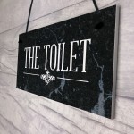 Marble Theme Hanging Bathroom Toilet Loo Sign Home Decor