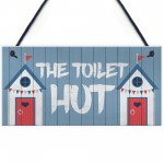 The Toilet Hut Nautical Beach Theme Hanging Sign For Toilet