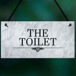 The Toilet Sign Marble Theme Hanging Bathroom Toilet Loo Sign