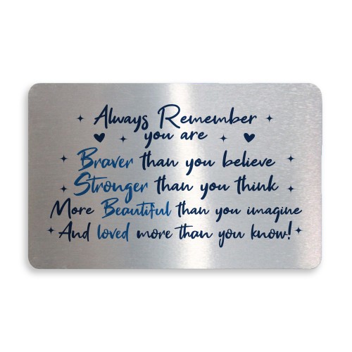 Braver Stronger Beautiful Quote Wallet Insert Friendship Gift