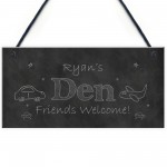 Chalkboard Effect PERSONALISED Den Sign For Playroom House