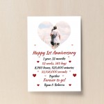 PERSONALISED 1st Anniversary Gift For Husband Wife A4 Print