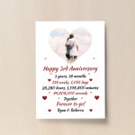 PERSONALISED 3rd Anniversary Gift For Husband Wife A4 Print