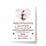 PERSONALISED 5th Anniversary Gift For Husband Wife A4 Print