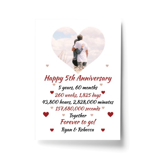 PERSONALISED 5th Anniversary Gift For Husband Wife A4 Print