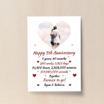 PERSONALISED 5th Anniversary Gift For Husband Wife A4 Print