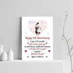 PERSONALISED 5th Anniversary Gift For Husband Wife A4 Print