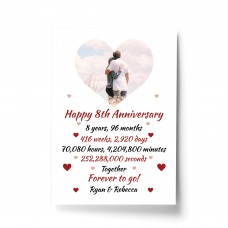 PERSONALISED 8th Anniversary Gift For Husband Wife A4 Print
