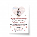 PERSONALISED 9th Anniversary Gift For Husband Wife A4 Print