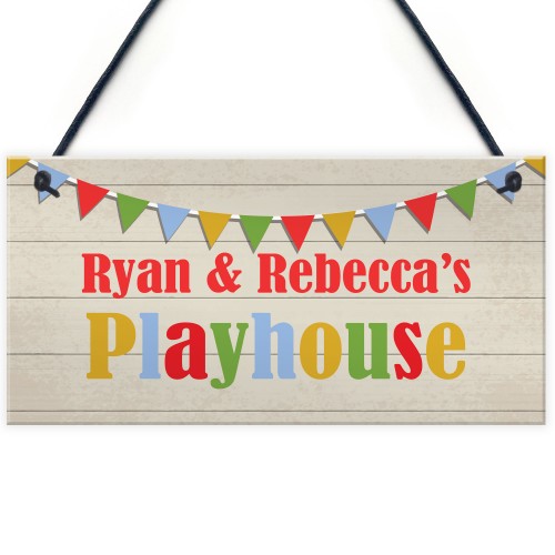 Playhouse Sign PERSONALISED Garden Den Playroom Door Bunting