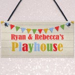 Playhouse Sign PERSONALISED Garden Den Playroom Door Bunting