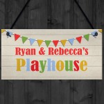 Playhouse Sign PERSONALISED Garden Den Playroom Door Bunting