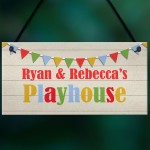 Playhouse Sign PERSONALISED Garden Den Playroom Door Bunting