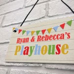 Playhouse Sign PERSONALISED Garden Den Playroom Door Bunting