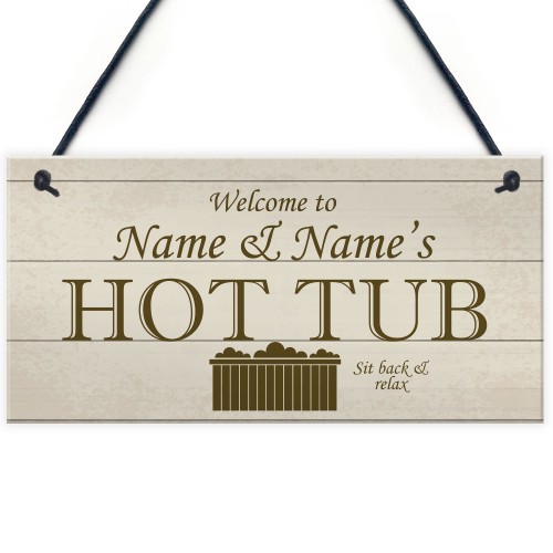 Shabby Chic HOT TUB Sign Personalised Garden Shed Summerhouse