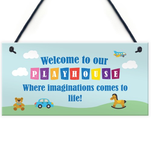 Welcome To Our Playhouse Sign Garden PLAYROOM Plaque