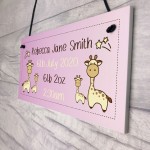 Baby Girl Nursery Sign Birth Details PERSONALISED Newborn Baby